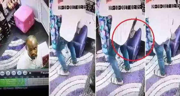 Nigerian Man Caught On CCTV Stealing An Expensive Phone In A Lagos Shop (Video)